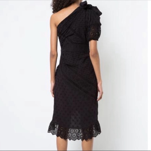 Ulla Johnson Gwyneth One Shoulder Eyelet Dress S/4 - Picture 3 of 6